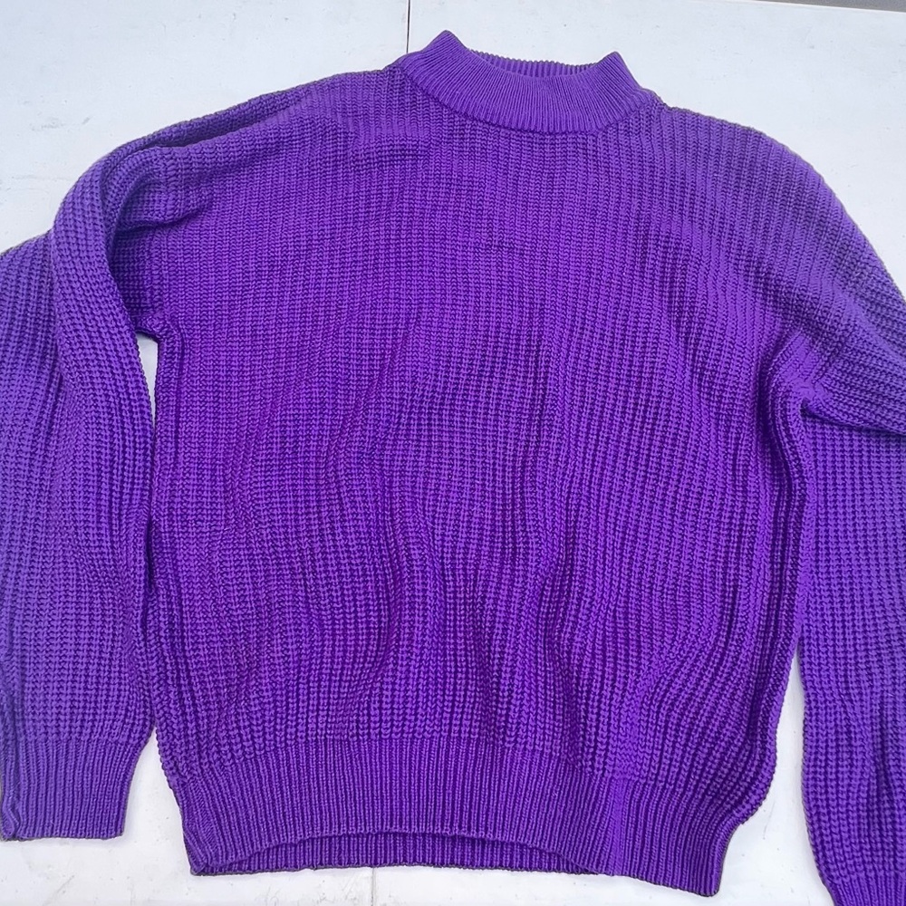 Sporto Purple Ribbed Knit Crew Neck Sweater